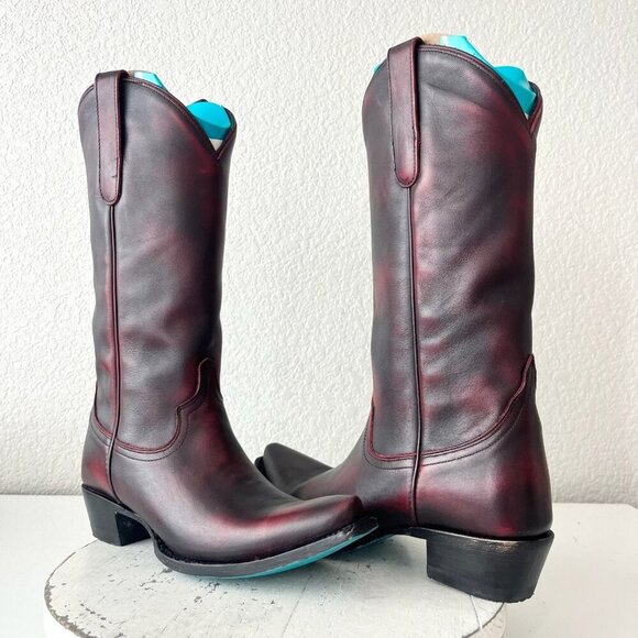 Lane EMMA JANE Womens Cowboy Boots 8.5 Black Cherry Western Cowgirl Mid Calf - Picture 1 of 12